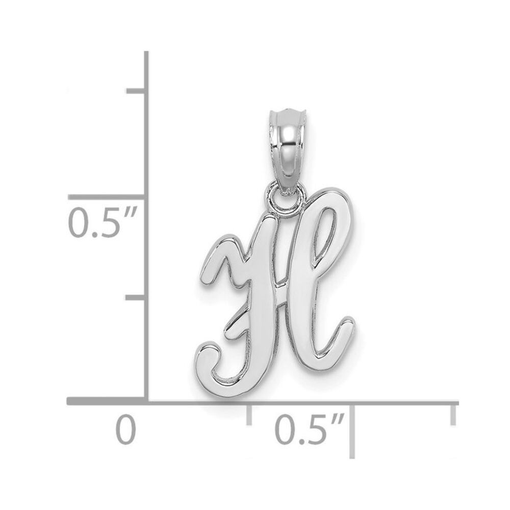 10k White Gold Polished H Script Initial Charm - image 3